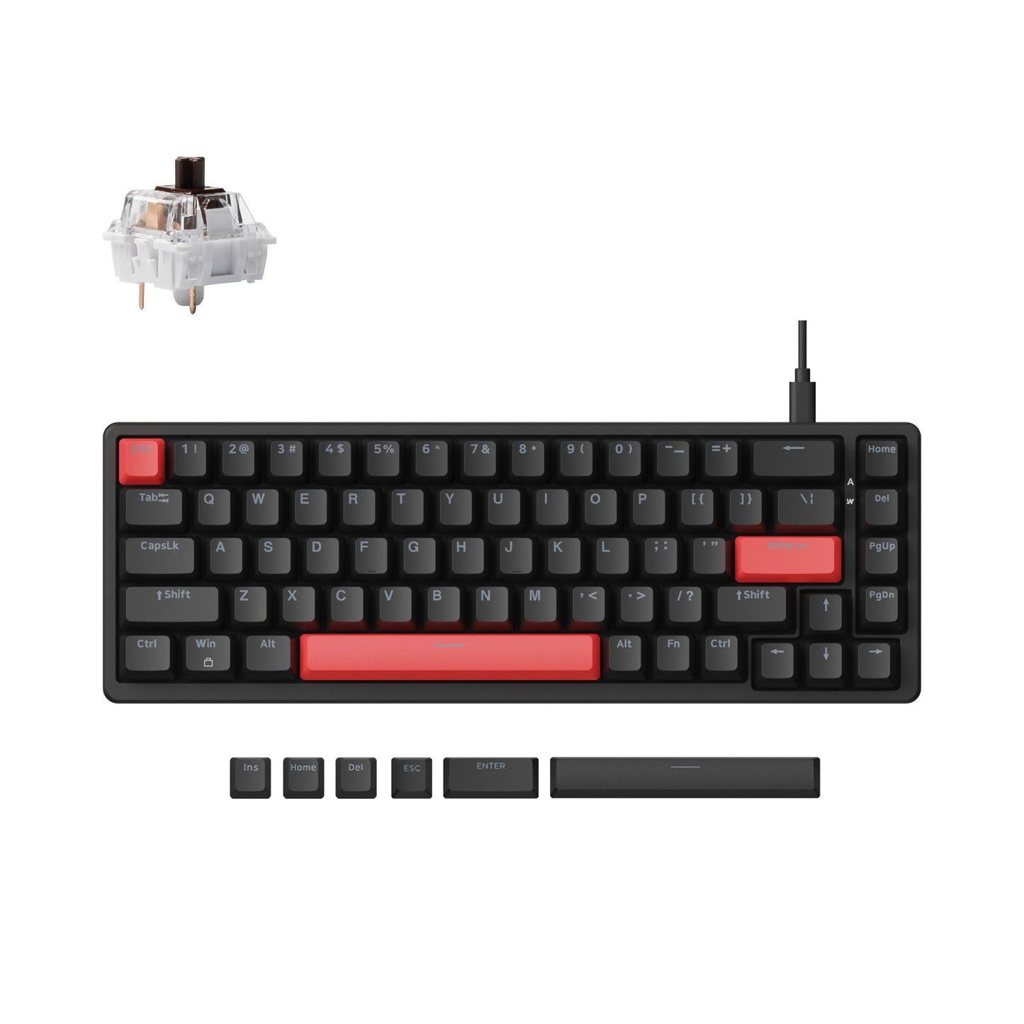 Lemokey X6 QMK Wired Mechanical Keyboard 65 Percent Layout Keychron Mechanical Brown Switch