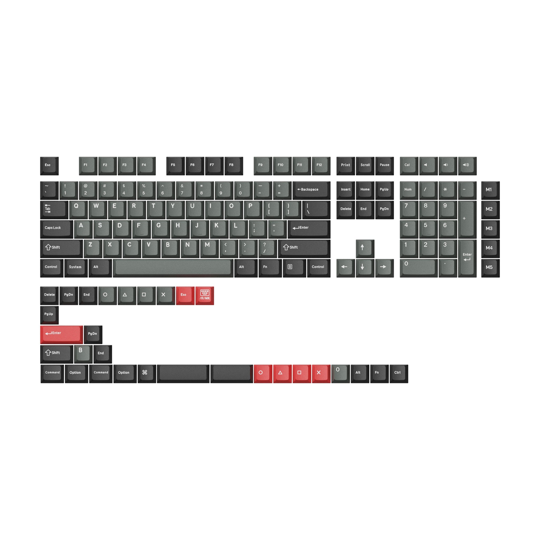 Cherry Profile Double - Shot PBT Full Set Keycaps -Doich Red